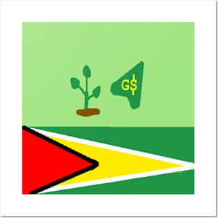 Sporty Guyana Design on Green Background Posters and Art